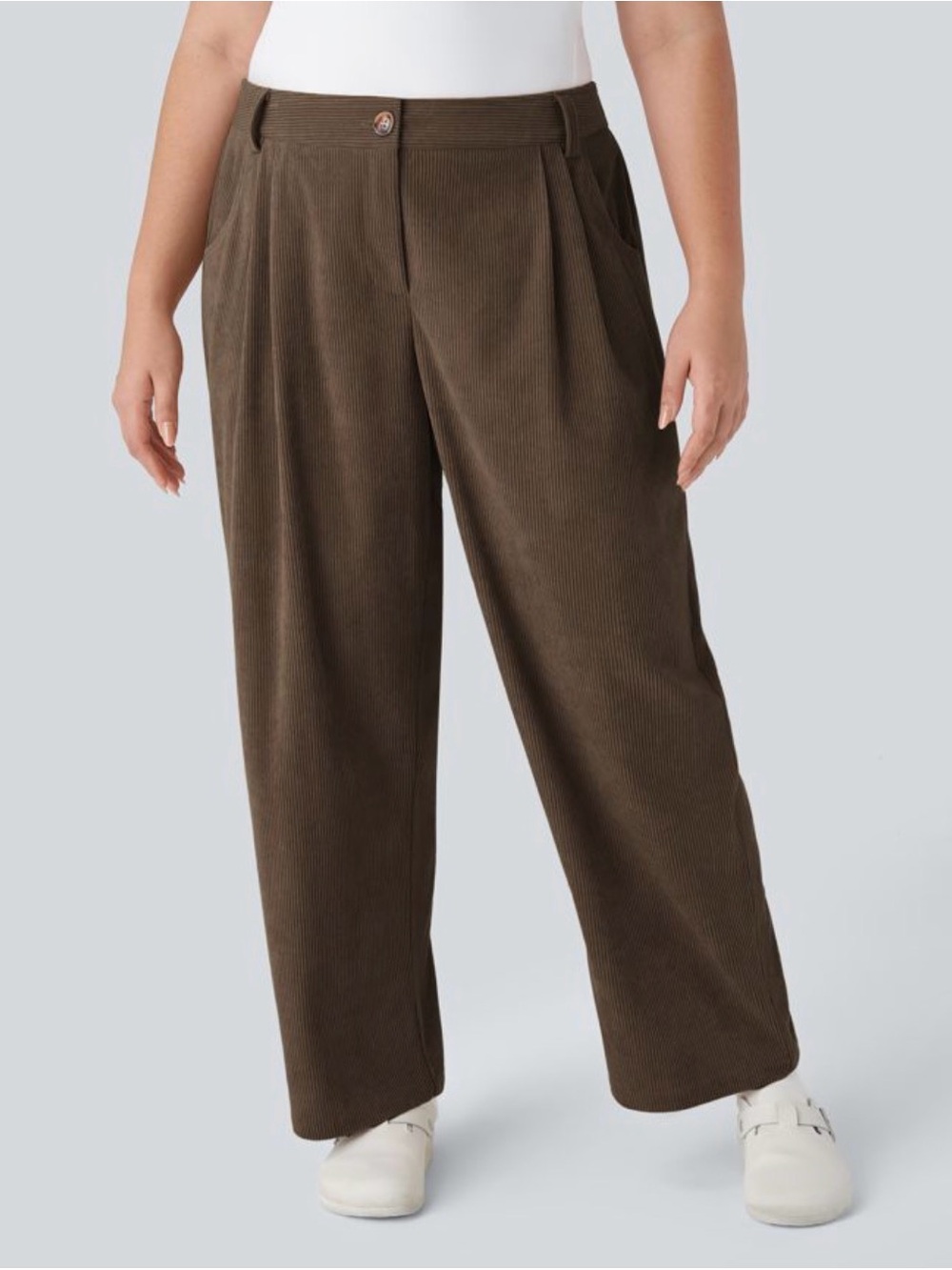 NWOT Halara Mid Rise Zipper Corduroy Casual Pants - Picture 2 of 8